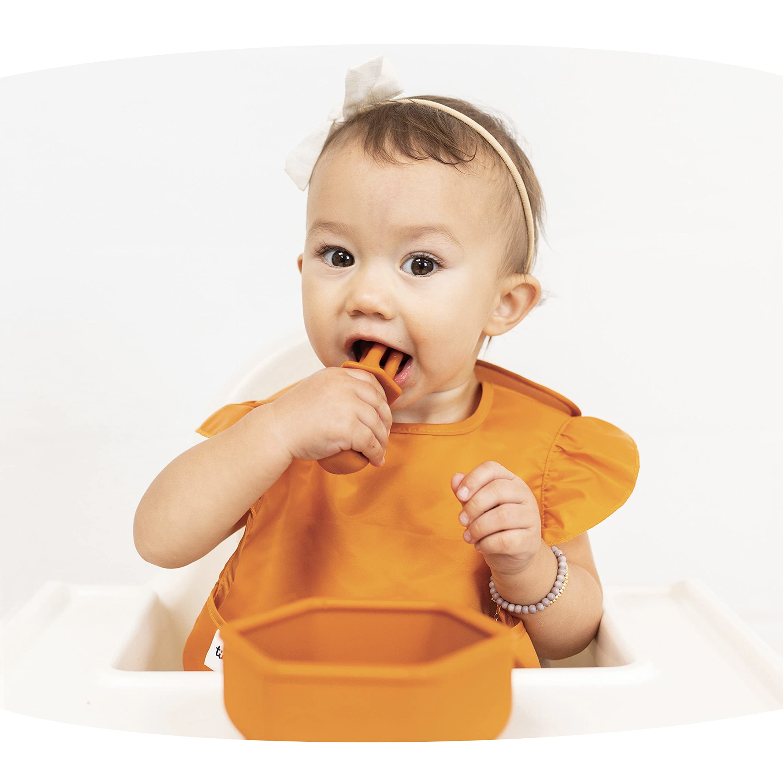 Tiny Twinkle Silicone Training Utensils - Baby Spoons & Baby Forks For Self-Feeding Training - Silicone Baby Led Weaning Utensil